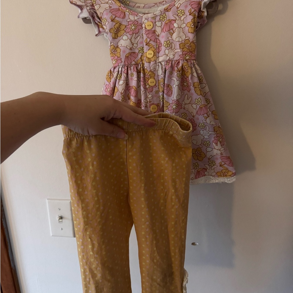 Cheeky plum bunny and flower top with pants
